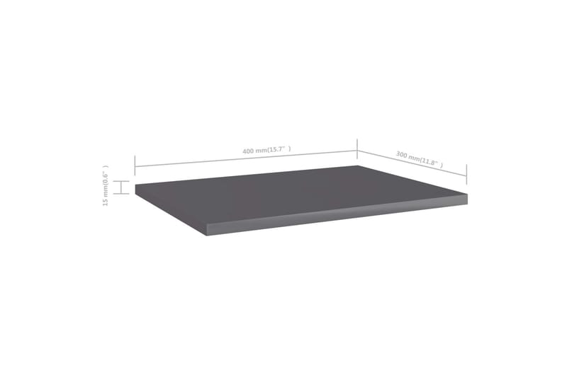 Hylleplater 8 stk høyglans grå 40x30x1,5 cm sponplate - Grå - Hylleplan til garderobe - Hylleplan & hyllekonsoll
