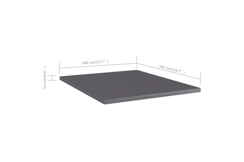 Hylleplater 8 stk høyglans grå 40x50x1,5 cm sponplate - Grå - Hylleplan & hyllekonsoll - Hylleplan til garderobe