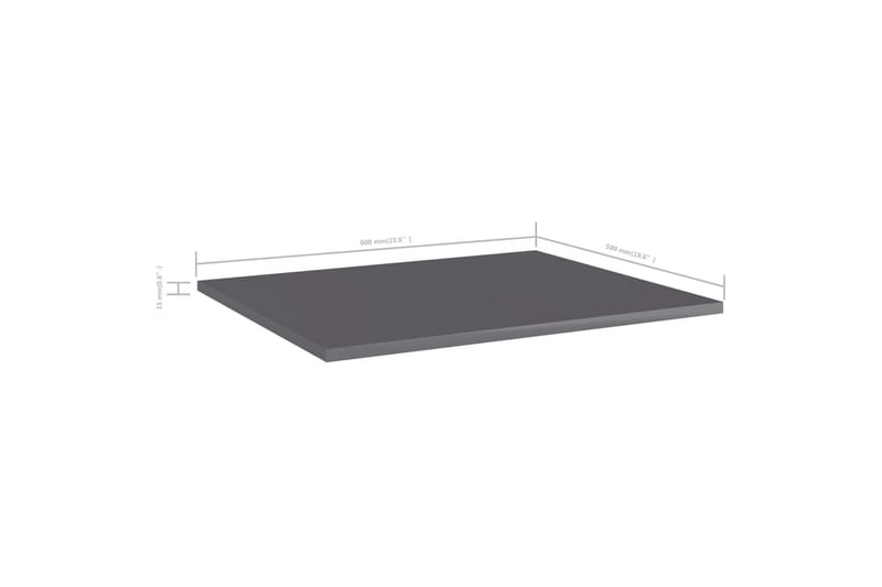 Hylleplater 8 stk høyglans grå 60x50x1,5 cm sponplate - Grå - Hylleplan & hyllekonsoll - Hylleplan til garderobe