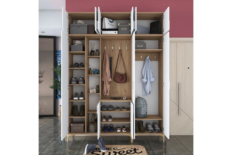 Lukkha Gangmøbel - Valnøtt/Hvit - Oppbevaring - Klesoppbevaring - Garderober & garderobesystem - Innredning garderobe - Kurvstativ