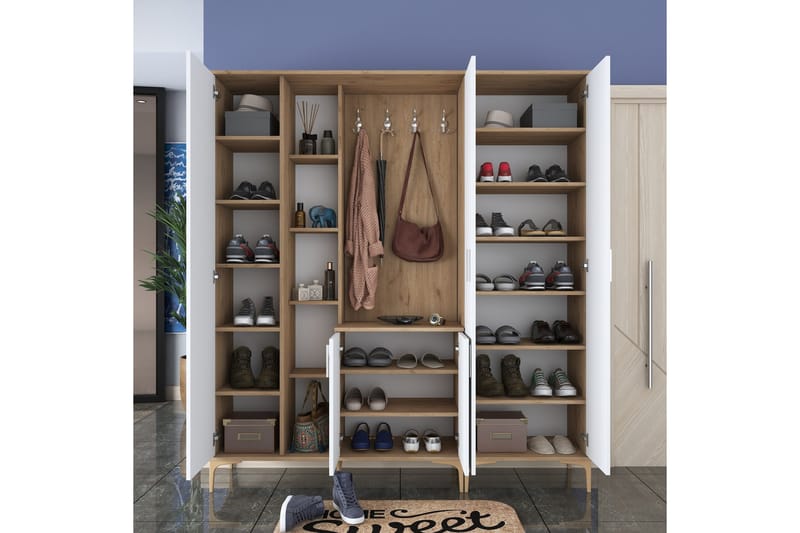 Lukkha Gangmøbel - Valnøtt/Hvit - Oppbevaring - Klesoppbevaring - Garderober & garderobesystem - Innredning garderobe - Kurvstativ