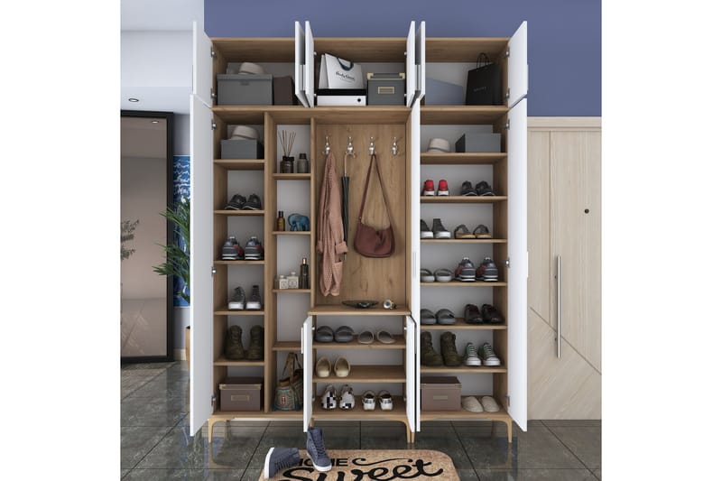 Lukkha Gangmøbel - Valnøtt/Hvit - Oppbevaring - Klesoppbevaring - Garderober & garderobesystem - Innredning garderobe - Kurvstativ