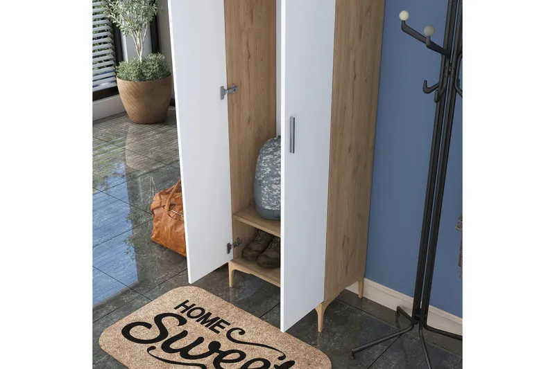 Lukkha Gangmøbel - Valnøtt/Hvit - Oppbevaring - Klesoppbevaring - Garderober & garderobesystem - Innredning garderobe - Kurvstativ