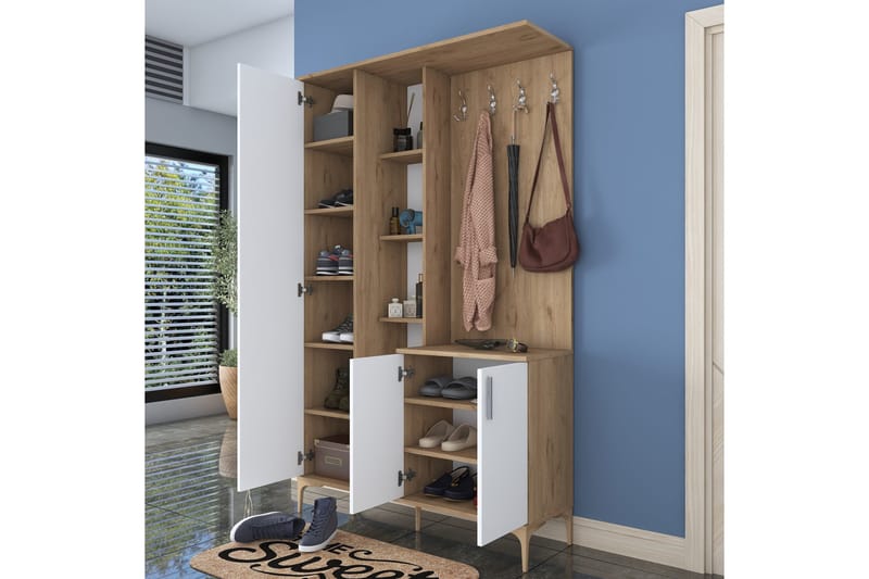 Lukkha Gangmøbel - Valnøtt/Hvit - Oppbevaring - Klesoppbevaring - Garderober & garderobesystem - Innredning garderobe - Kurvstativ