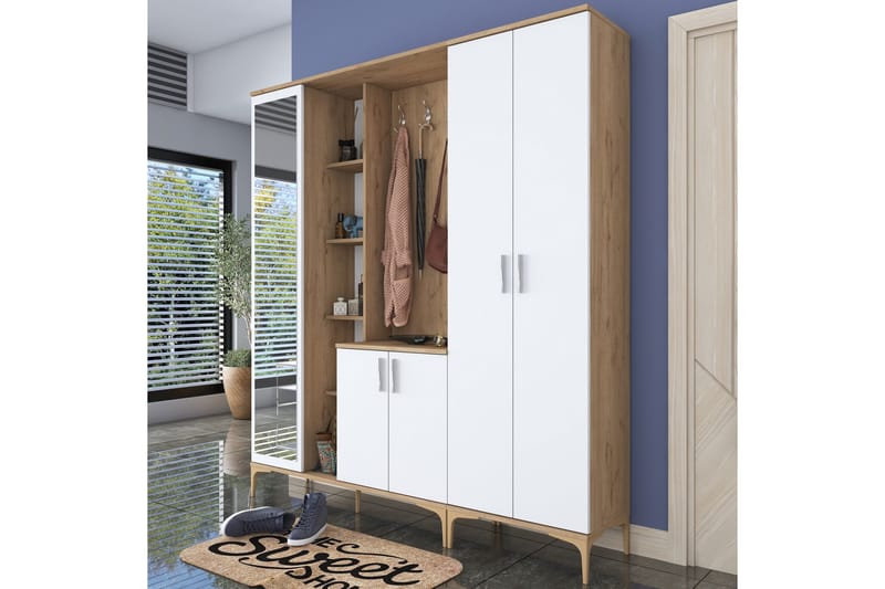 Lukkha Gangmøbel - Valnøtt/Hvit - Oppbevaring - Klesoppbevaring - Garderober & garderobesystem - Innredning garderobe - Kurvstativ