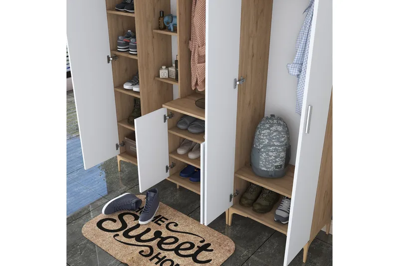 Lukkha Gangmøbel - Valnøtt/Hvit - Oppbevaring - Klesoppbevaring - Garderober & garderobesystem - Innredning garderobe - Kurvstativ