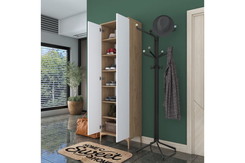 Lukkha Gangmøbel - Valnøtt/Hvit - Oppbevaring - Klesoppbevaring - Garderober & garderobesystem - Innredning garderobe - Kurvstativ
