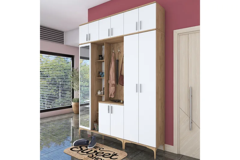 Lukkha Gangmøbel - Valnøtt/Hvit - Oppbevaring - Klesoppbevaring - Garderober & garderobesystem - Innredning garderobe - Kurvstativ