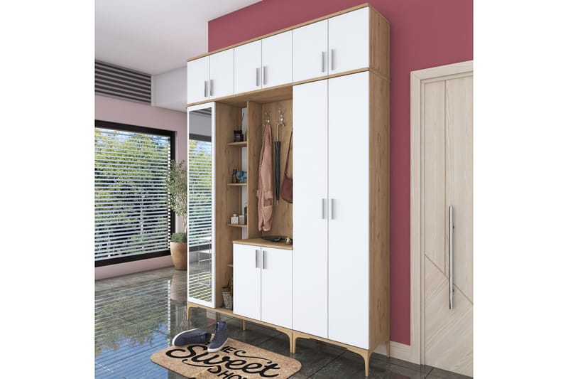 Lukkha Gangmøbel - Valnøtt/Hvit - Oppbevaring - Klesoppbevaring - Garderober & garderobesystem - Innredning garderobe - Kurvstativ