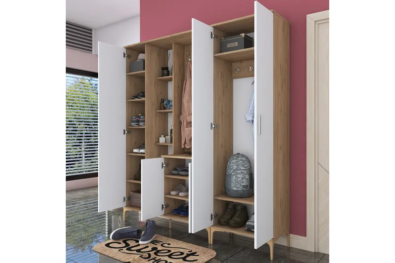 Lukkha Gangmøbel - Valnøtt/Hvit - Oppbevaring - Klesoppbevaring - Garderober & garderobesystem - Innredning garderobe - Kurvstativ