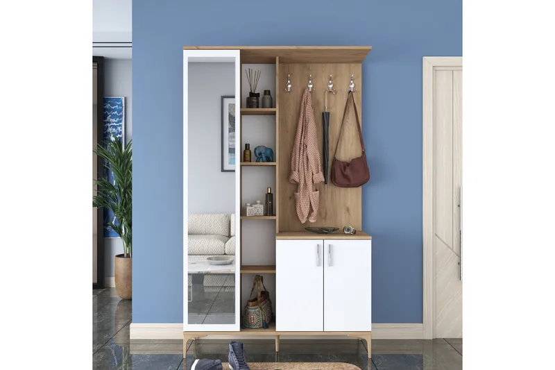 Lukkha Gangmøbel - Valnøtt/Hvit - Oppbevaring - Klesoppbevaring - Garderober & garderobesystem - Innredning garderobe - Kurvstativ