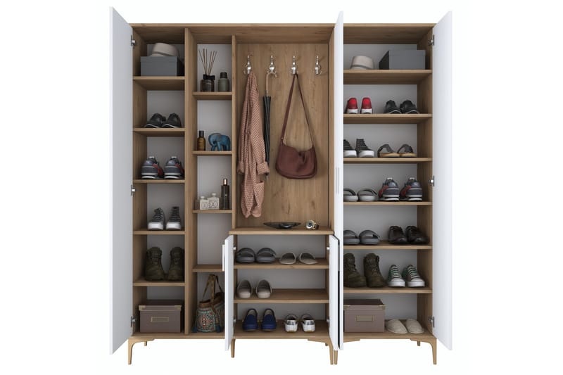 Lukkha Gangmøbel - Valnøtt/Hvit - Oppbevaring - Klesoppbevaring - Garderober & garderobesystem - Innredning garderobe - Kurvstativ