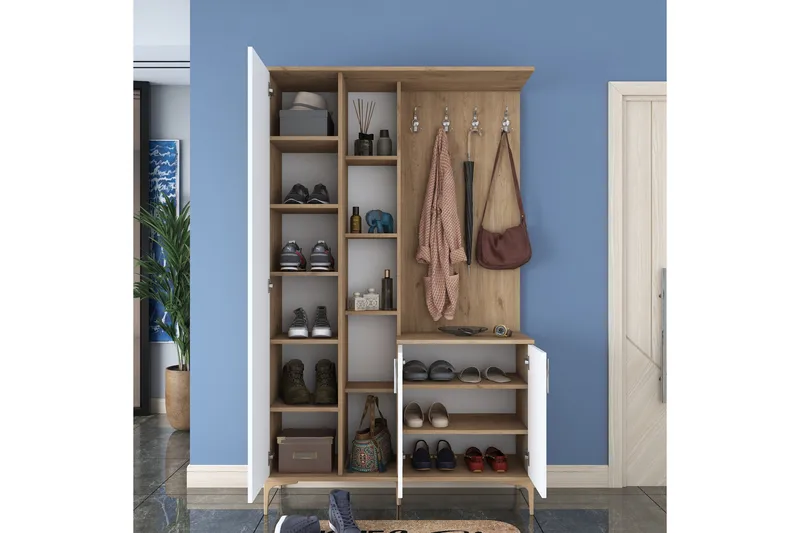 Lukkha Gangmøbel - Valnøtt/Hvit - Oppbevaring - Klesoppbevaring - Garderober & garderobesystem - Innredning garderobe - Kurvstativ