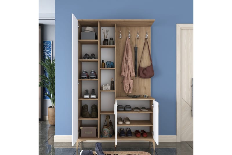 Lukkha Gangmøbel - Valnøtt/Hvit - Oppbevaring - Klesoppbevaring - Garderober & garderobesystem - Innredning garderobe - Kurvstativ