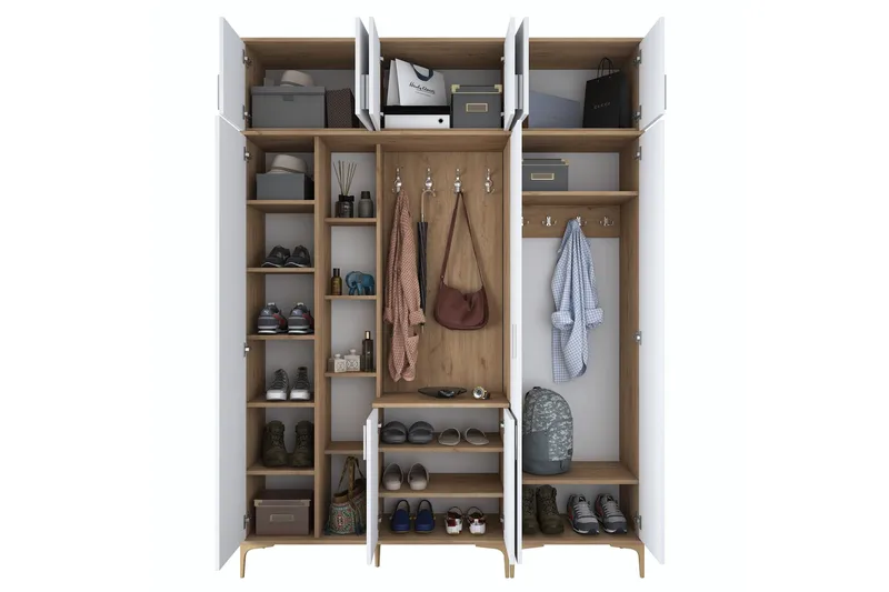 Lukkha Gangmøbel - Valnøtt/Hvit - Oppbevaring - Klesoppbevaring - Garderober & garderobesystem - Innredning garderobe - Kurvstativ