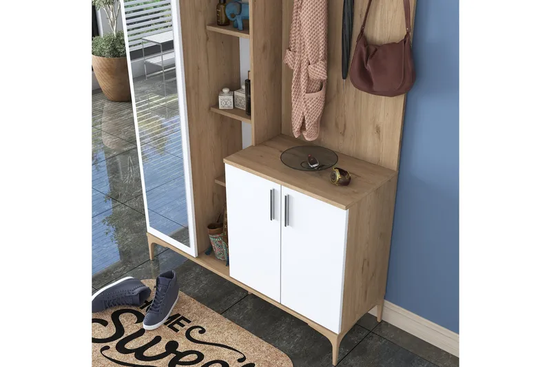 Lukkha Gangmøbel - Valnøtt/Hvit - Oppbevaring - Klesoppbevaring - Garderober & garderobesystem - Innredning garderobe - Kurvstativ