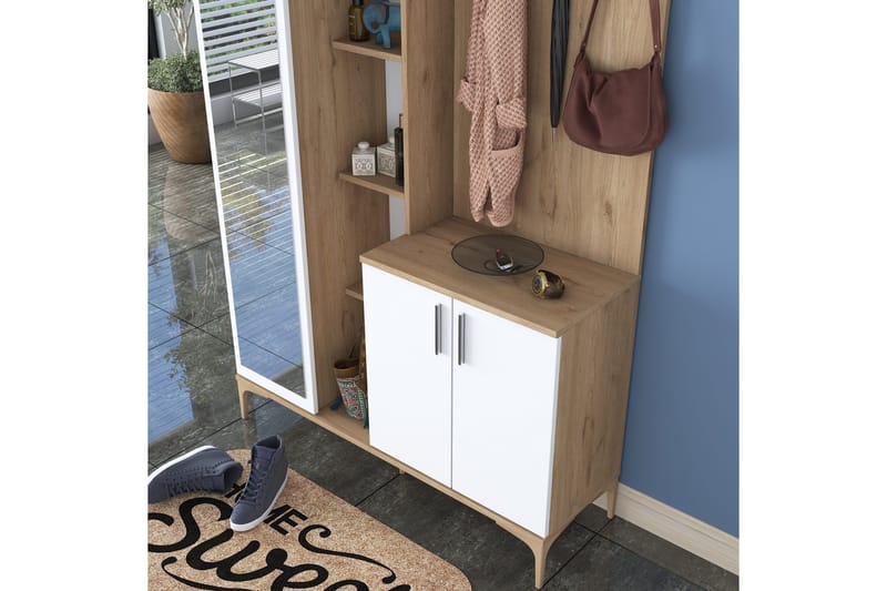 Lukkha Gangmøbel - Valnøtt/Hvit - Oppbevaring - Klesoppbevaring - Garderober & garderobesystem - Innredning garderobe - Kurvstativ