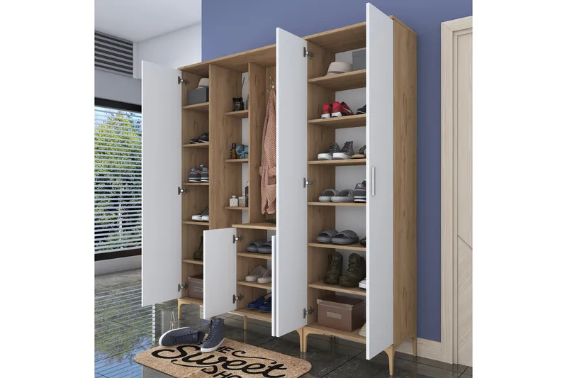 Lukkha Gangmøbel - Valnøtt/Hvit - Oppbevaring - Klesoppbevaring - Garderober & garderobesystem - Innredning garderobe - Kurvstativ