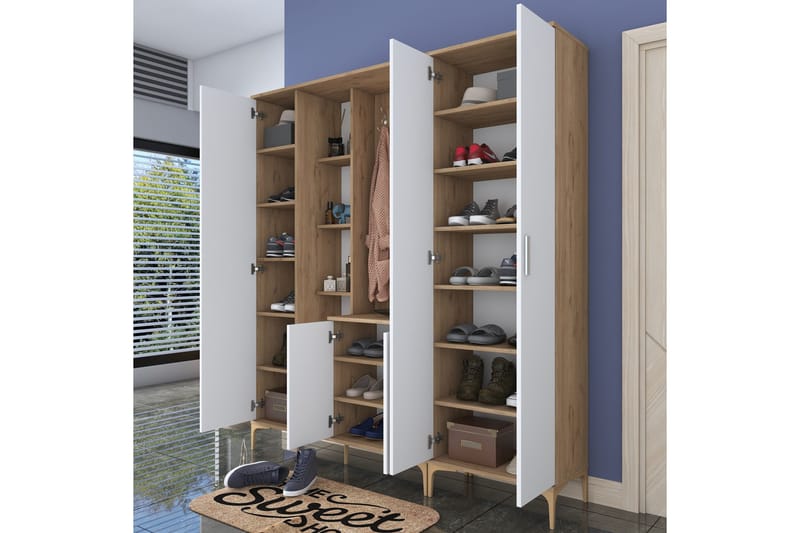 Lukkha Gangmøbel - Valnøtt/Hvit - Oppbevaring - Klesoppbevaring - Garderober & garderobesystem - Innredning garderobe - Kurvstativ