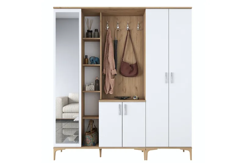 Lukkha Gangmøbel - Valnøtt/Hvit - Oppbevaring - Klesoppbevaring - Garderober & garderobesystem - Innredning garderobe - Kurvstativ