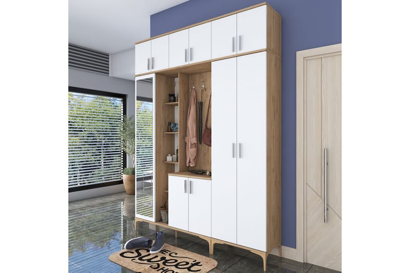 Lukkha Gangmøbel - Valnøtt/Hvit - Oppbevaring - Klesoppbevaring - Garderober & garderobesystem - Innredning garderobe - Kurvstativ