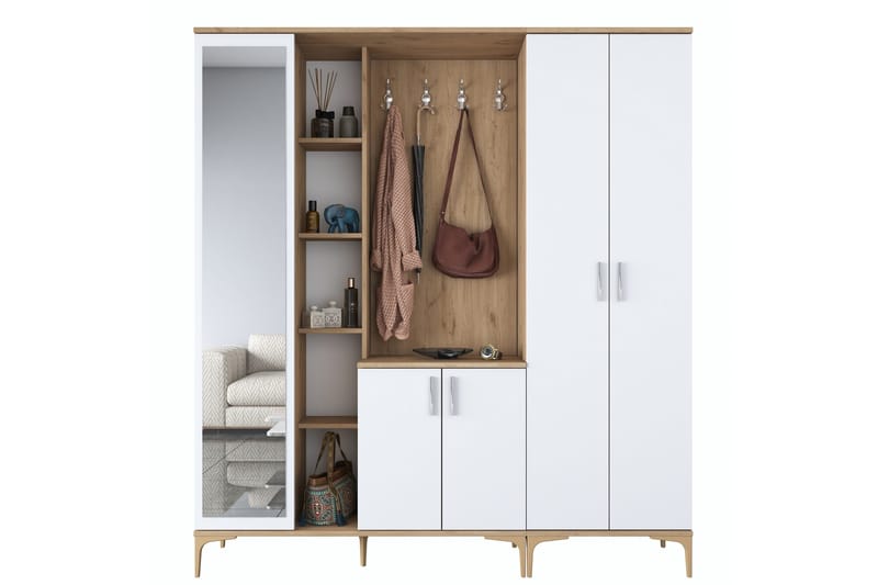 Lukkha Gangmøbel - Valnøtt/Hvit - Oppbevaring - Klesoppbevaring - Garderober & garderobesystem - Innredning garderobe - Kurvstativ