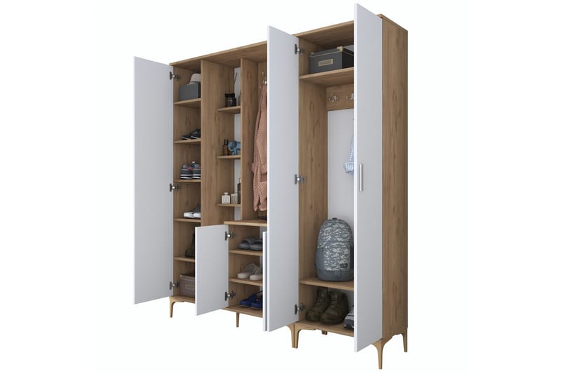 Lukkha Gangmøbel - Valnøtt/Hvit - Oppbevaring - Klesoppbevaring - Garderober & garderobesystem - Innredning garderobe - Kurvstativ