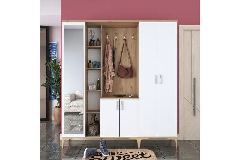 Lukkha Gangmøbel - Valnøtt/Hvit - Oppbevaring - Klesoppbevaring - Garderober & garderobesystem - Innredning garderobe - Kurvstativ