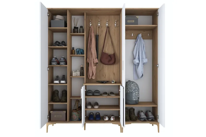 Lukkha Gangmøbel - Valnøtt/Hvit - Oppbevaring - Klesoppbevaring - Garderober & garderobesystem - Innredning garderobe - Kurvstativ