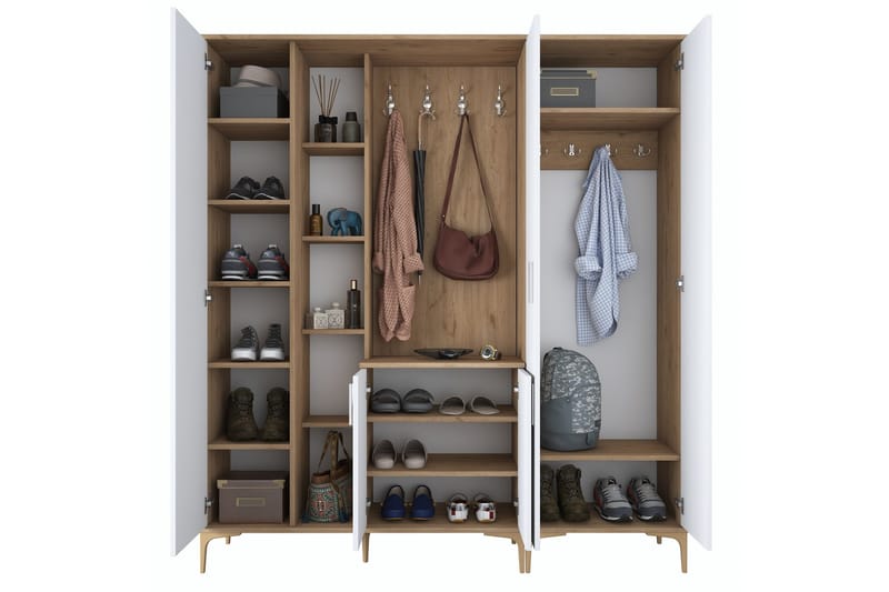 Lukkha Gangmøbel - Valnøtt/Hvit - Oppbevaring - Klesoppbevaring - Garderober & garderobesystem - Innredning garderobe - Kurvstativ