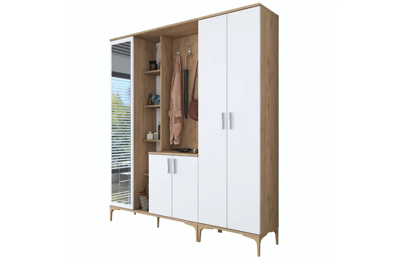 Lukkha Gangmøbel - Valnøtt/Hvit - Oppbevaring - Klesoppbevaring - Garderober & garderobesystem - Innredning garderobe - Kurvstativ