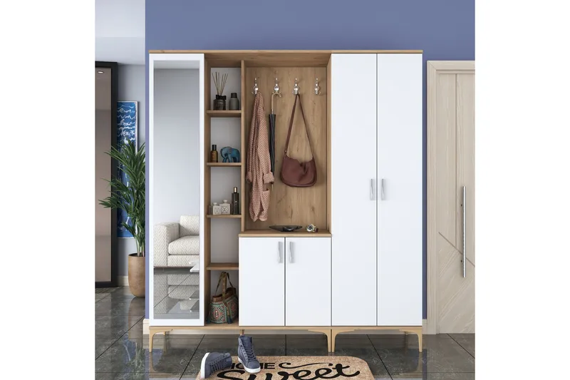 Lukkha Gangmøbel - Valnøtt/Hvit - Oppbevaring - Klesoppbevaring - Garderober & garderobesystem - Innredning garderobe - Kurvstativ