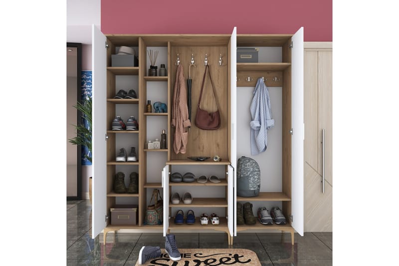 Lukkha Gangmøbel - Valnøtt/Hvit - Oppbevaring - Klesoppbevaring - Garderober & garderobesystem - Innredning garderobe - Kurvstativ