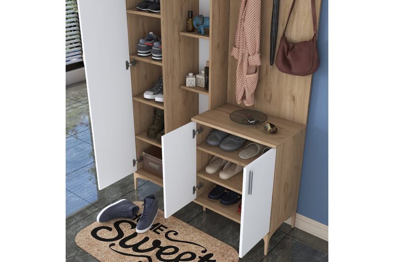 Lukkha Gangmøbel - Valnøtt/Hvit - Oppbevaring - Klesoppbevaring - Garderober & garderobesystem - Innredning garderobe - Kurvstativ