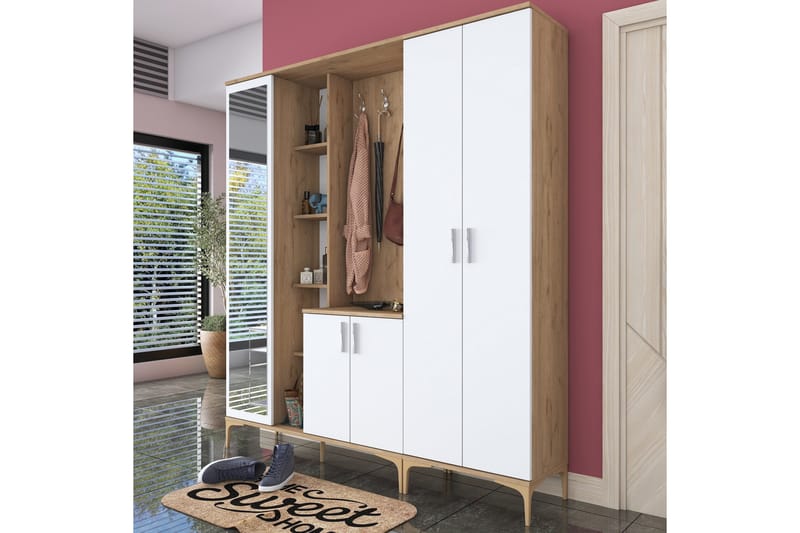 Lukkha Gangmøbel - Valnøtt/Hvit - Oppbevaring - Klesoppbevaring - Garderober & garderobesystem - Innredning garderobe - Kurvstativ