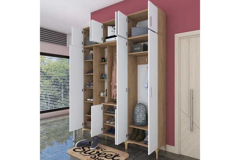 Lukkha Gangmøbel - Valnøtt/Hvit - Oppbevaring - Klesoppbevaring - Garderober & garderobesystem - Innredning garderobe - Kurvstativ
