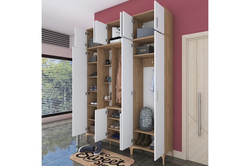 Lukkha Gangmøbel - Valnøtt/Hvit - Oppbevaring - Klesoppbevaring - Garderober & garderobesystem - Innredning garderobe - Kurvstativ