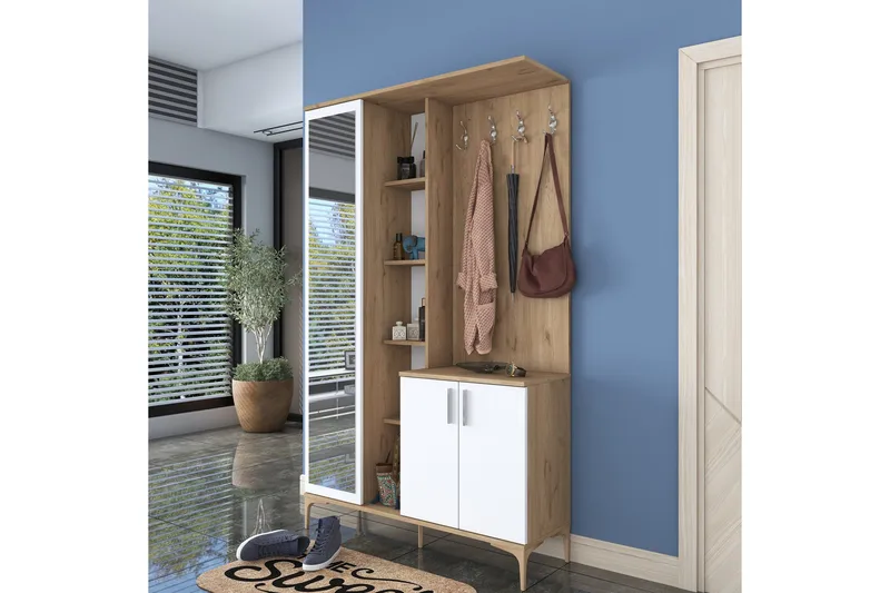 Lukkha Gangmøbel - Valnøtt/Hvit - Oppbevaring - Klesoppbevaring - Garderober & garderobesystem - Innredning garderobe - Kurvstativ