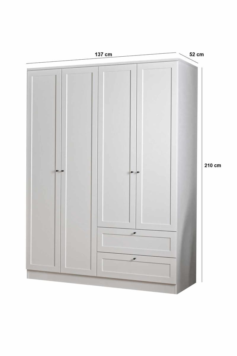 Interlaken garderobe 137x210 cm - Hvit - Oppbevaring - Klesoppbevaring - Garderober & garderobesystem - Garderobeskap & klesskap