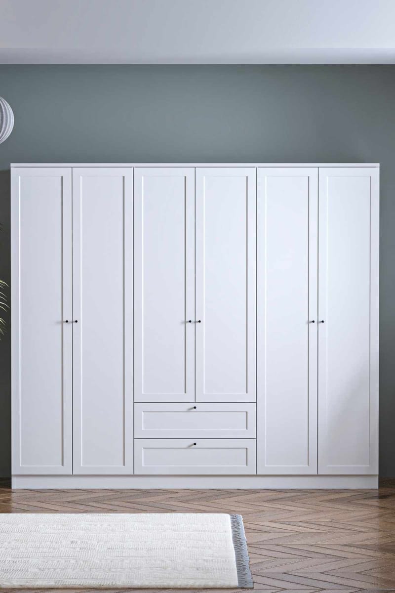 Interlaken garderobe 205x182 cm - Hvit - Oppbevaring - Klesoppbevaring - Garderober & garderobesystem - Garderobeskap & klesskap