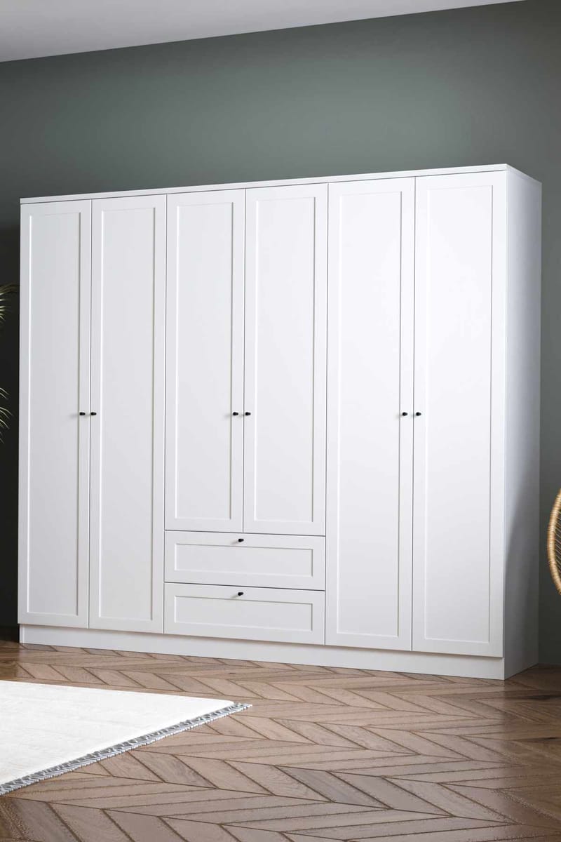 Interlaken garderobe 205x182 cm - Hvit - Oppbevaring - Klesoppbevaring - Garderober & garderobesystem - Garderobeskap & klesskap