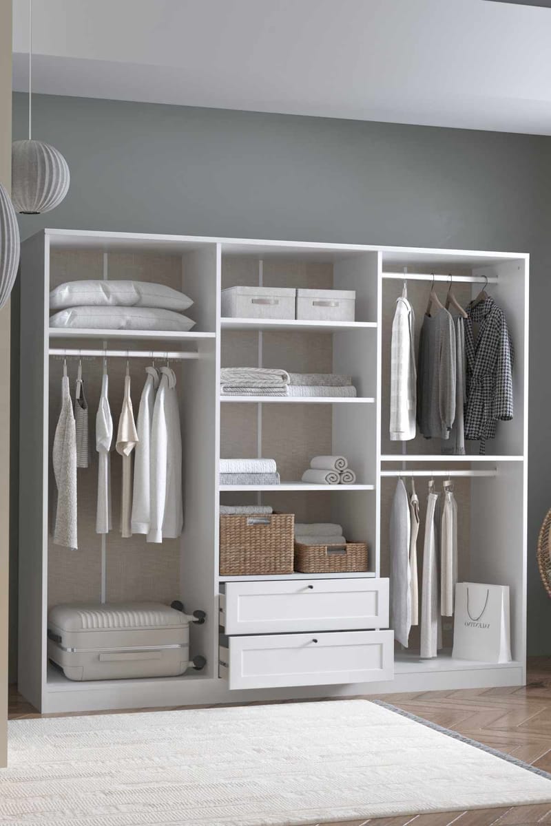 Interlaken garderobe 205x182 cm - Hvit - Oppbevaring - Klesoppbevaring - Garderober & garderobesystem - Garderobeskap & klesskap