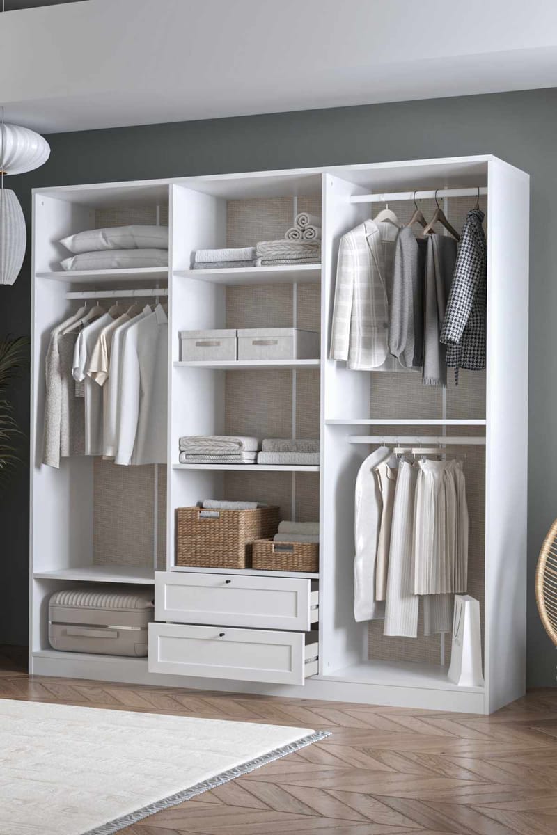 Interlaken garderobe 205x210 cm - Hvit - Oppbevaring - Klesoppbevaring - Garderober & garderobesystem - Garderobeskap & klesskap