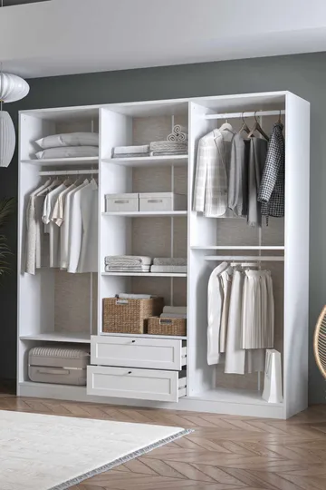 Interlaken garderobe 205x210 cm - Hvit - Oppbevaring - Klesoppbevaring - Garderober & garderobesystem - Garderobeskap & klesskap
