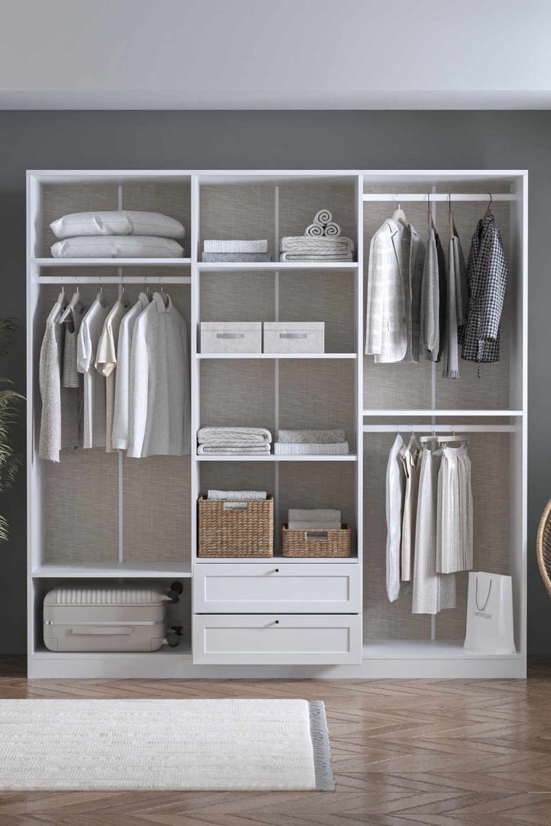 Interlaken garderobe 205x210 cm - Hvit - Oppbevaring - Klesoppbevaring - Garderober & garderobesystem - Garderobeskap & klesskap