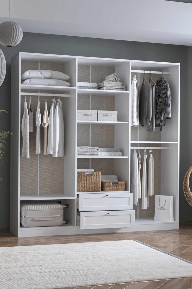 Interlaken garderobe 205x210 cm - Hvit - Oppbevaring - Klesoppbevaring - Garderober & garderobesystem - Garderobeskap & klesskap