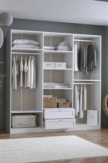 Interlaken garderobe 205x210 cm - Hvit - Oppbevaring - Klesoppbevaring - Garderober & garderobesystem - Garderobeskap & klesskap