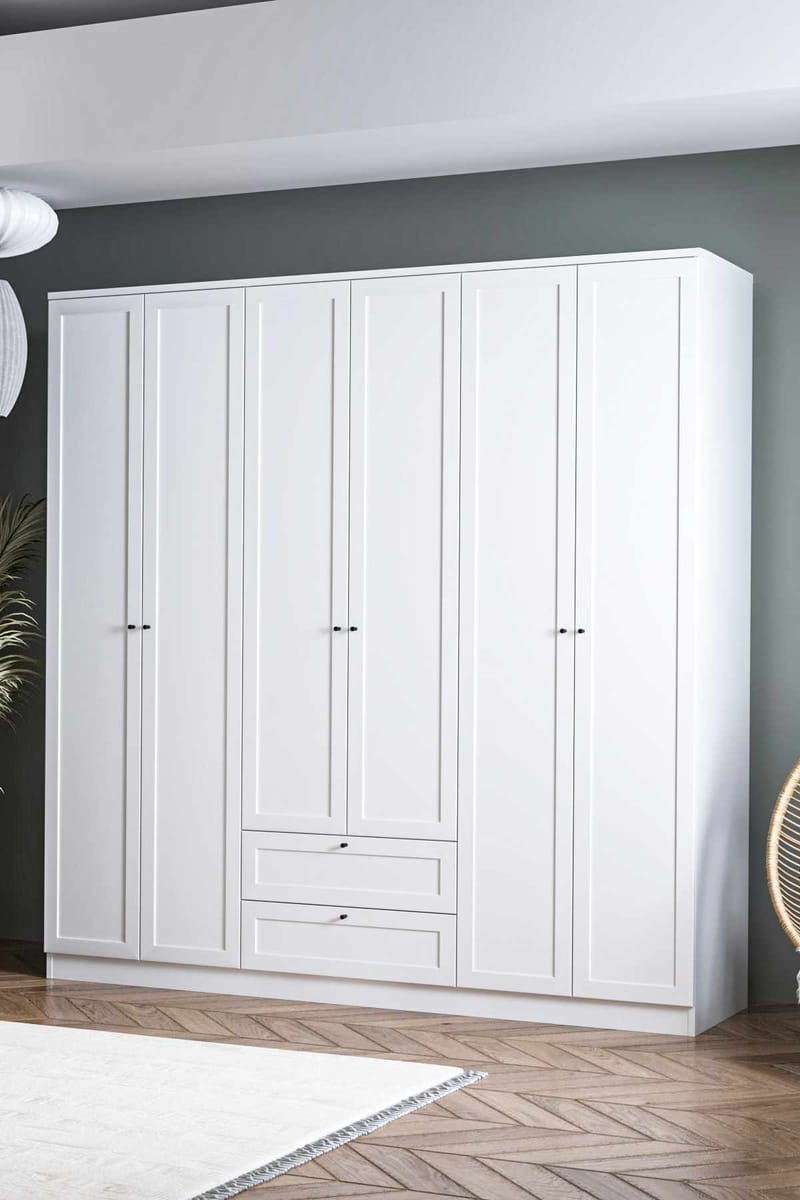 Interlaken garderobe 205x210 cm - Hvit - Oppbevaring - Klesoppbevaring - Garderober & garderobesystem - Garderobeskap & klesskap
