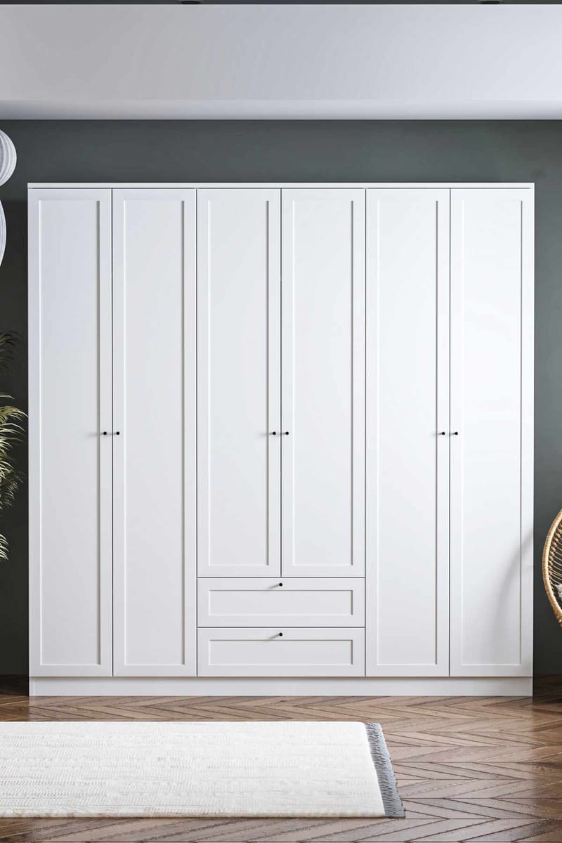 Interlaken garderobe 205x210 cm - Hvit - Oppbevaring - Klesoppbevaring - Garderober & garderobesystem - Garderobeskap & klesskap