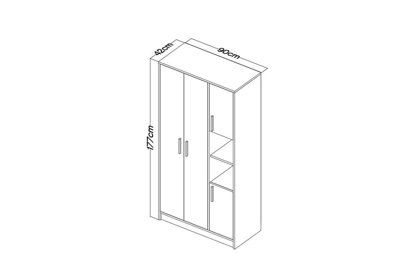 Iskral Garderobe 90x177 cm - Brun - Oppbevaring - Klesoppbevaring - Garderober & garderobesystem